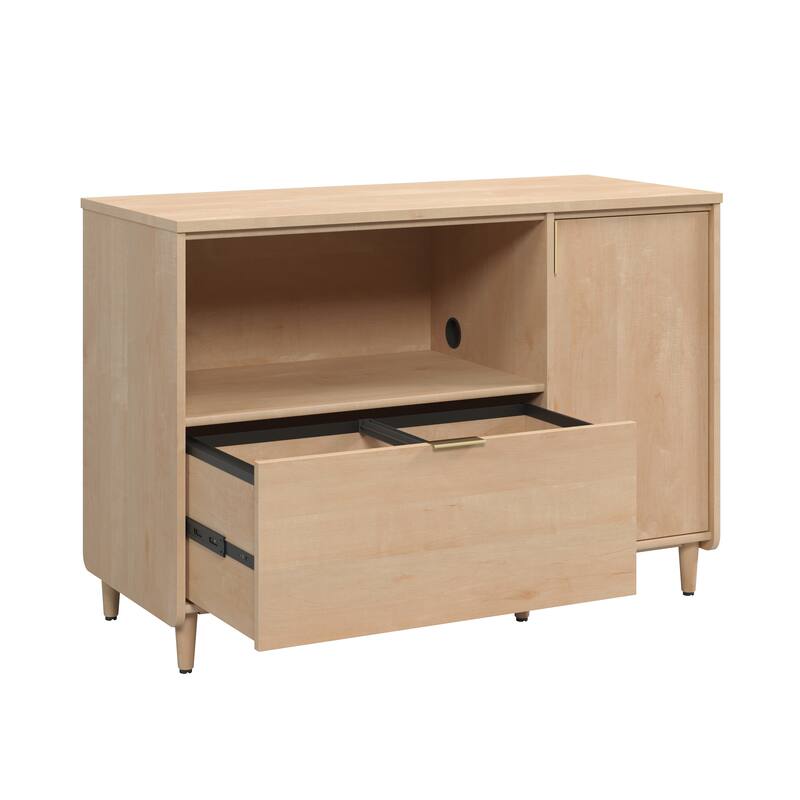 Wood Credenza for TVs up to 46" with Concealed Storage, Brown - 44.06" W x 18.50" D x 30.32" H