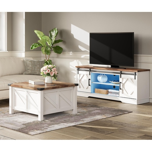 Farmhouse tv stand and end table set discount