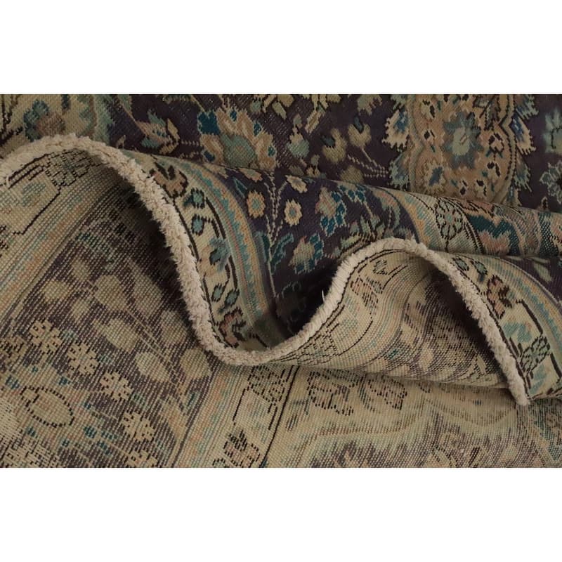 Hand Knotted Oriental 100% Wool Carpet Traditional Floral Purples Tabriz Area Rug - 11' 3'' X 8' 2''