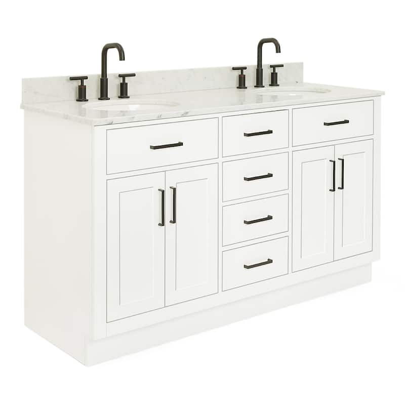 Ariel T061DCW2OVO Hepburn 61" Free Standing Double Basin Vanity Set
