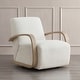preview thumbnail 30 of 47, Eli Swivel Accent Chair with U-Shaped Wood Arm Set of 2 - Linen&Grey Wood