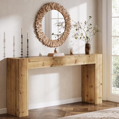 Solid Wood Console Table, 63-inch Farmhouse Entryway Table