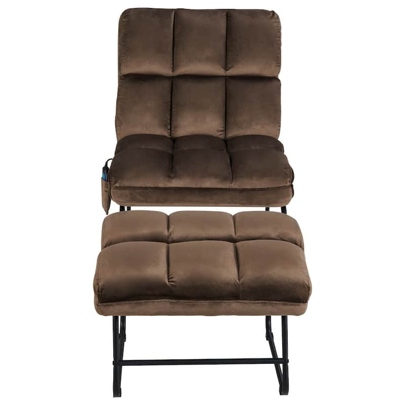 Massage Chair Velvet Accent Sofa Chair with Ottoman and Remote Control - 30.5" x 24" x 35" (L x W x H)