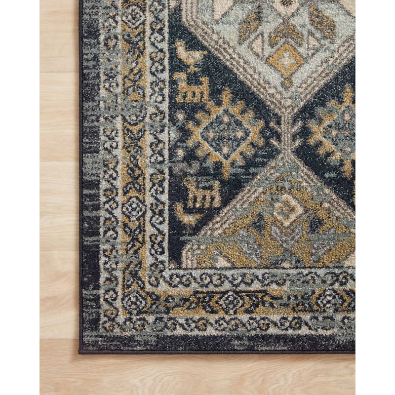 Alexander Home Luxe Antiqued-Diamond Motif Distressed Area Rug