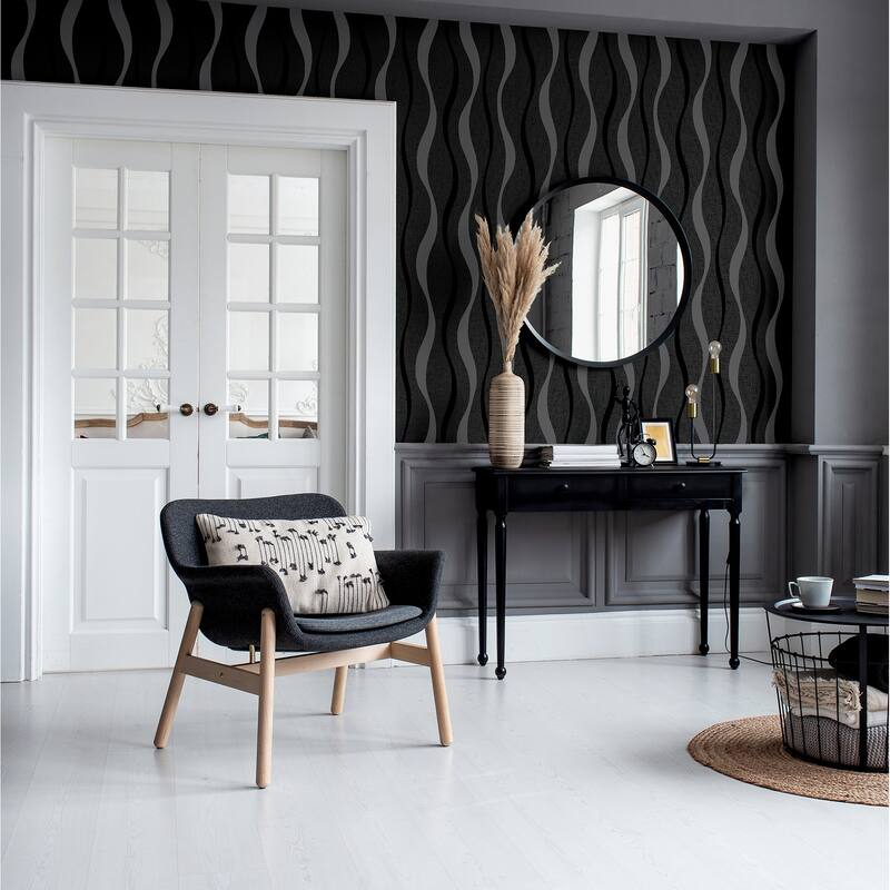 Arthouse Tazz Black Ribbons Wallpaper