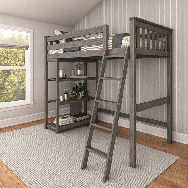 slide 2 of 4, Now Furniture Solid Wood Twin High Loft Bed with Bookcase Clay - Twin