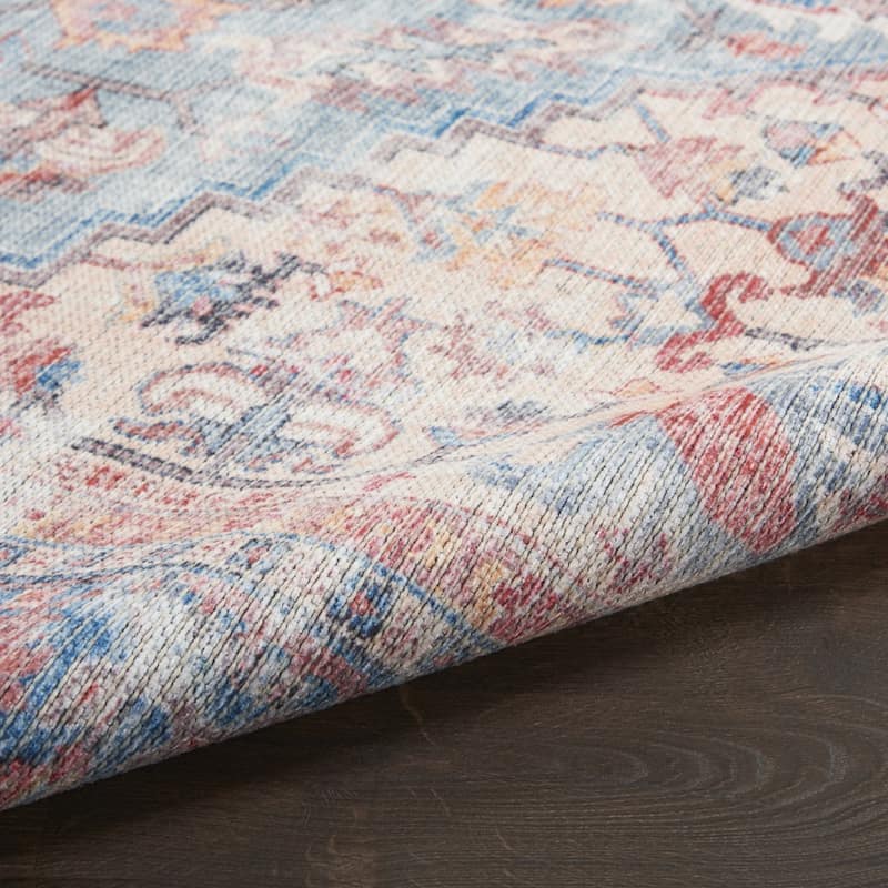 Power Loomed Distressed Geometric Floral Traditional Durable Area Rug - 63' X '63' X '0.28