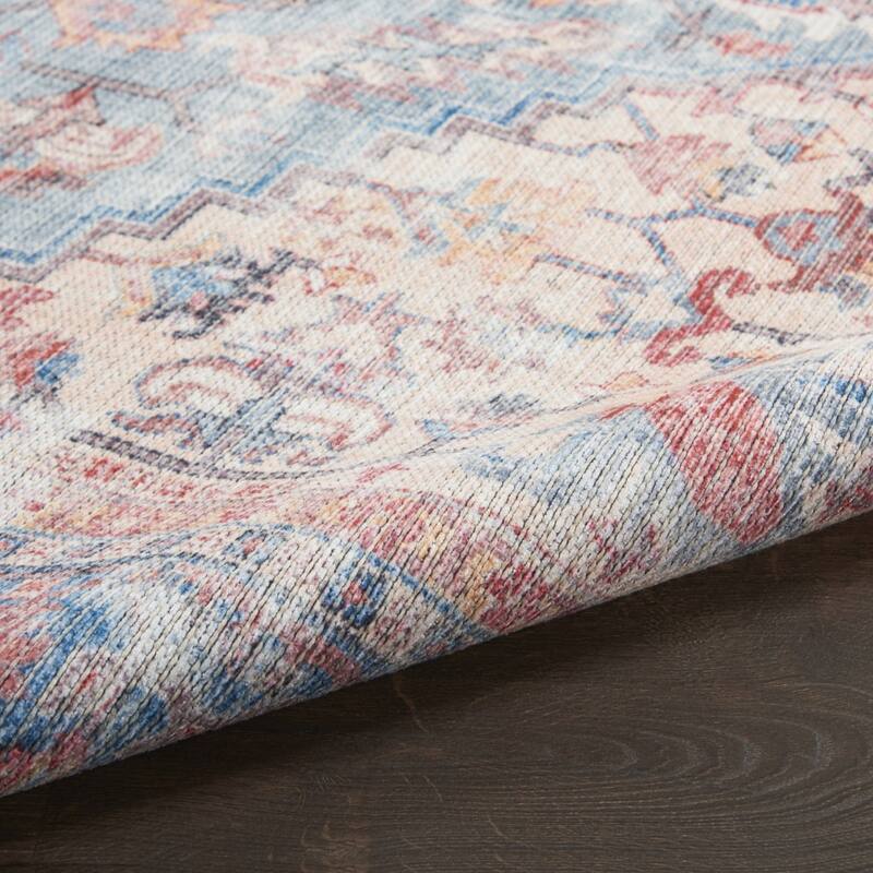 Gufav Power Loomed Distressed Geometric Floral Traditional Area Rug By HomeRoots - 94' X '94' X '0.28