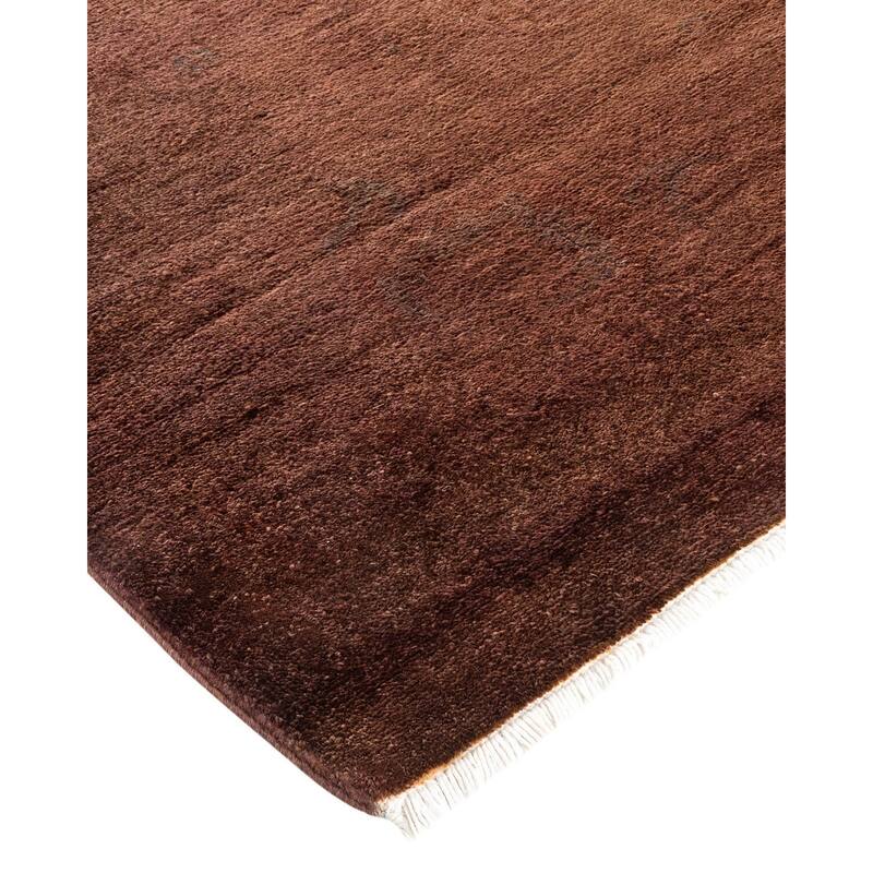 Overton Handknotted Wool Vintage Inspired Contemporary Overdyed Brown Area Rug - 18' 0" x 12' 3"
