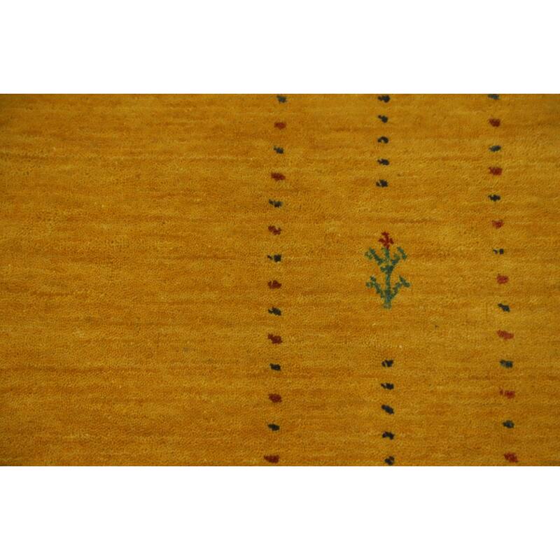 Hand Knotted Oriental 100% Wool Carpet Tribal Animal Pictorial Yellow & Gold Gabbeh Area Rug - 9' 9'' X 8' 0''