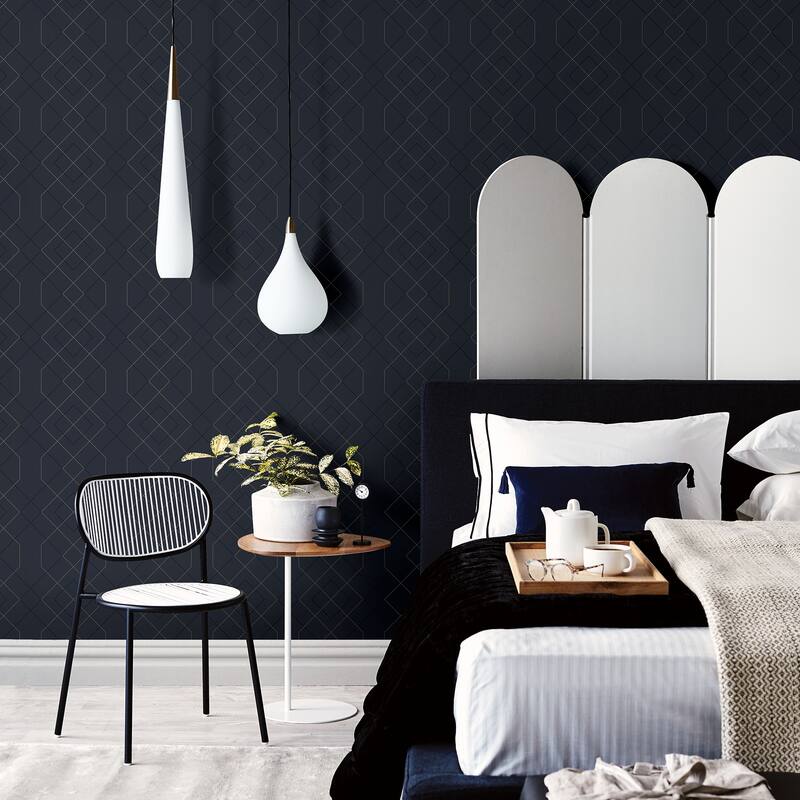 Scott Living Ballard Indigo Geometric Wallpaper