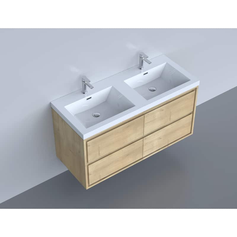 Sage 60" wall mounted bathroom vanity with double basin acrylic top