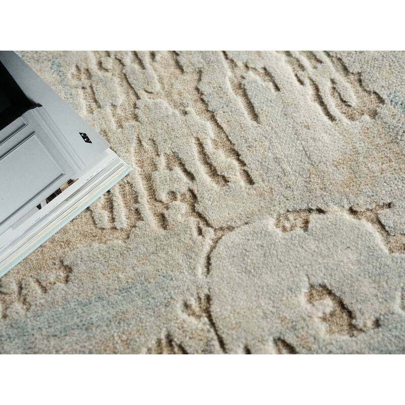 Infinity Handmade Wool/Nylon in Ivory/Blue/Terracotta Area Rug