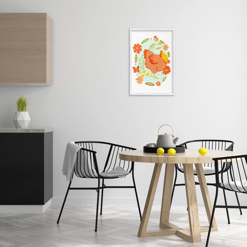 Stupell Hen & Chicks Circular Florals Framed Giclee Art Design By Hannah Moren