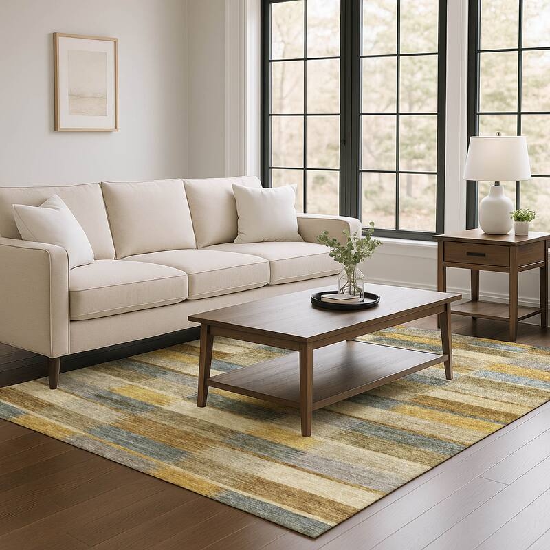 Premium Washable Super Soft Geo Stripe Mayfield Rug - Brown - 5' x 7'6"