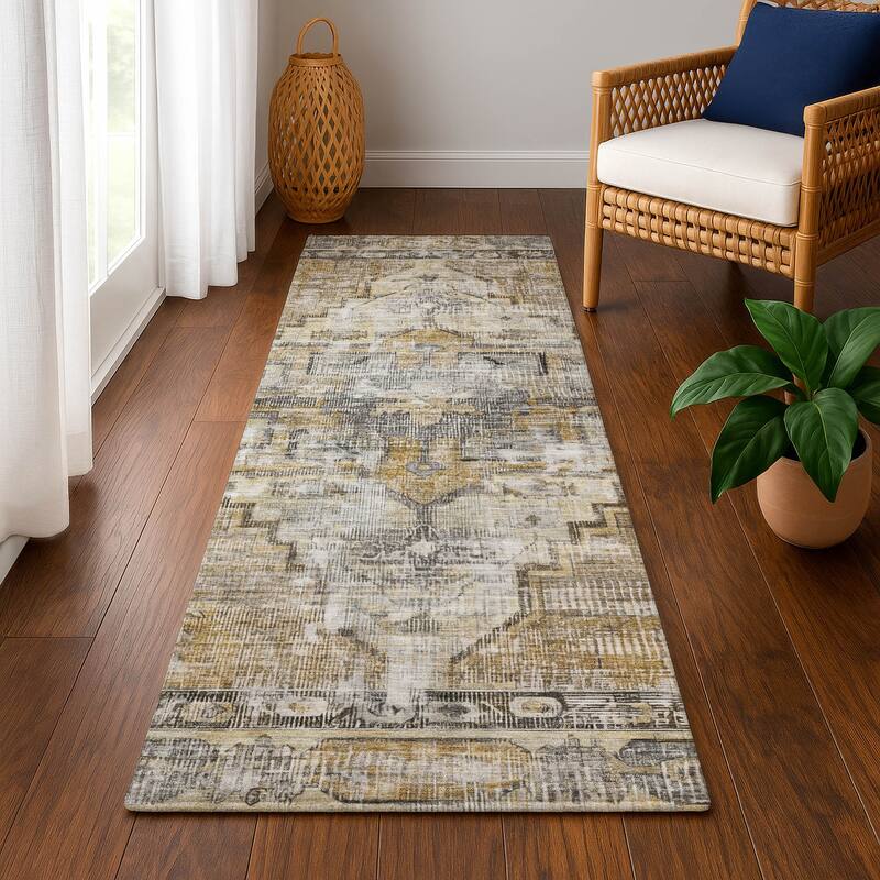 Premium Washable Super Soft Vintage Traditional Mayfield Rug - Brown - 2'3" x 7'6"