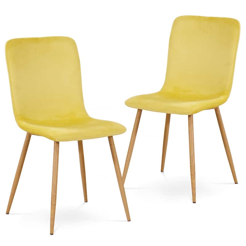 Ivinta Modern Dining Chair, Mid Century Upholstered Armless Chair for Living Dining Room - Yellow
