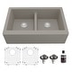 preview thumbnail 1 of 61, Karran Farmhouse Apron Front Quartz Double Bowl Kitchen Sink Kit Concrete