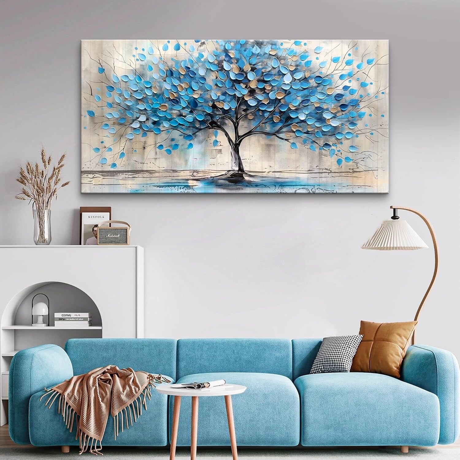 Abstract Wall Pictures Artwork Wall Decor Blue Tree Paintings
