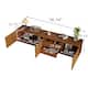 78.74" Mid Century Brown Wood TV Stands, 2 Drawers and Cabinets