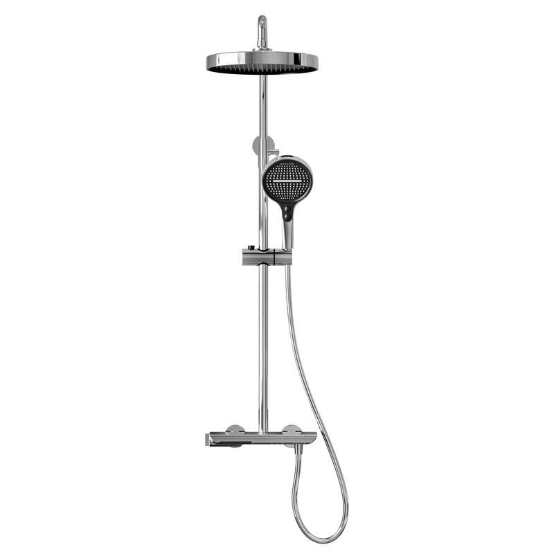 Modland 3-Function 11" Rainfall Shower System, Adjustable Slide Bar, 1.59GPM, Brushed Gold/Chrome
