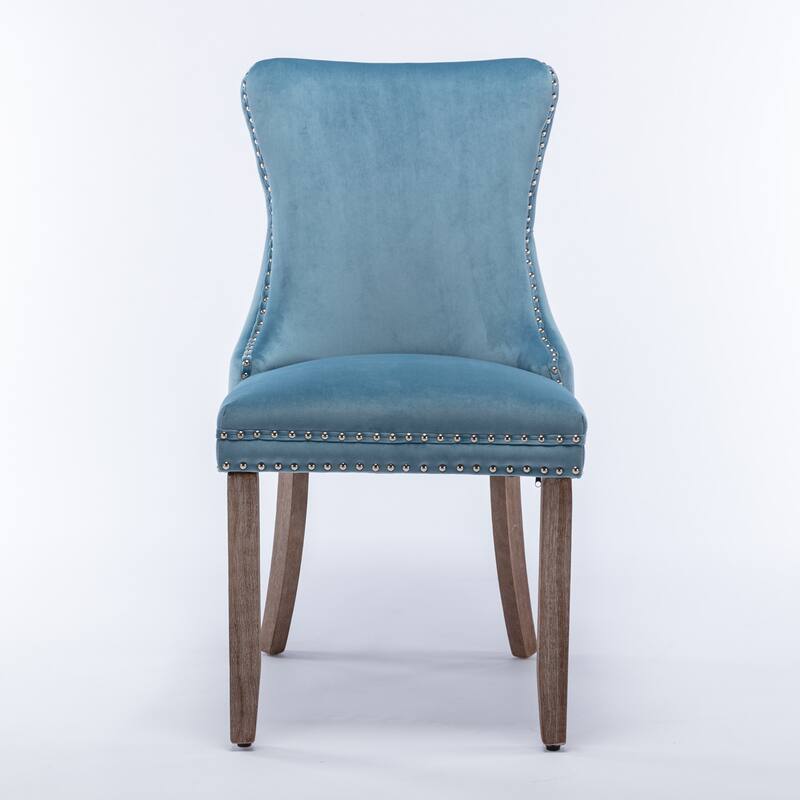 Dining Chairs, Dining Room Chair Set of 2, Upholstered Wing-Back Dining Chair with Backstitching Nailhead Trim & Solid Wood Legs