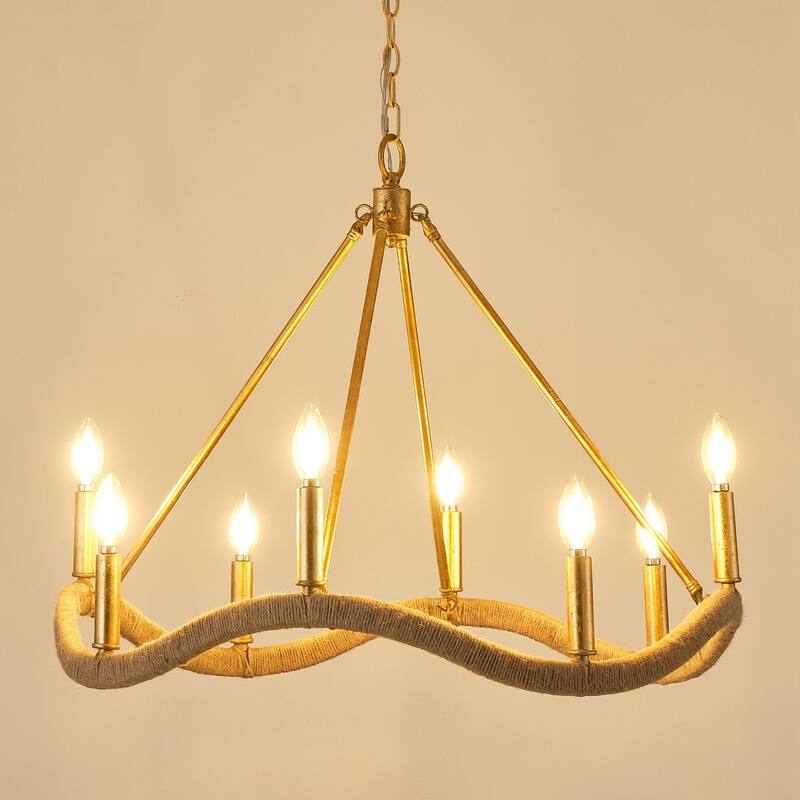 28" 8-Light Golden Modern Candle Chandelier