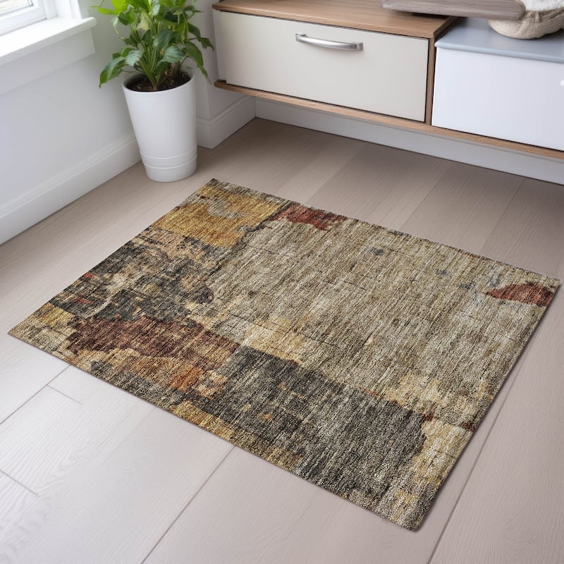 Premium Washable Super Soft Contemporary Mayfield Rug - Khaki - 1'8" x 2'6"