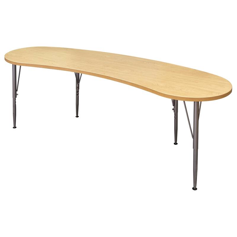 Tot Mate 72" W x 26" D Adjustable Curved Activity Table, Height 21" to 30", Ready-To-Assemble - Maple