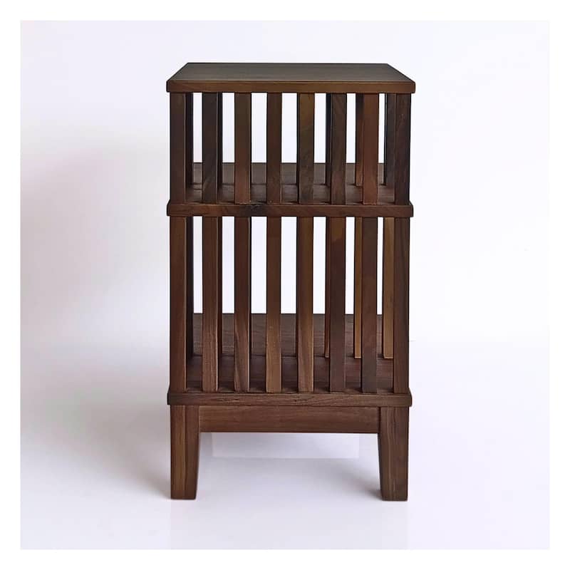 Dark Walnut Hardwood Nightstand Side Table End Table - Unique Scandinavian Design