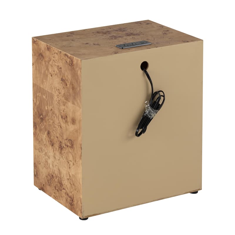 COZAYH Burl Finish Nightstand, Rustic Farmhouse Dresser, Vintage Accent Wood Storage Bedside Table, Fully Assembled