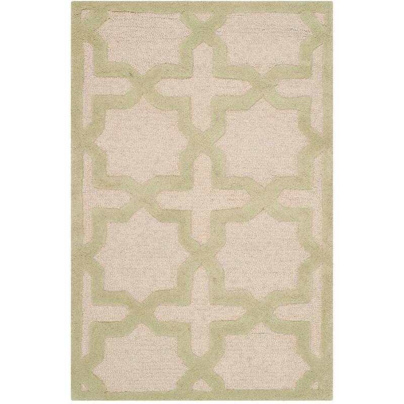 SAFAVIEH Handmade Cambridge Remedios Geometric Wool Rug - 2'6" x 4' - Ivory/Light Green