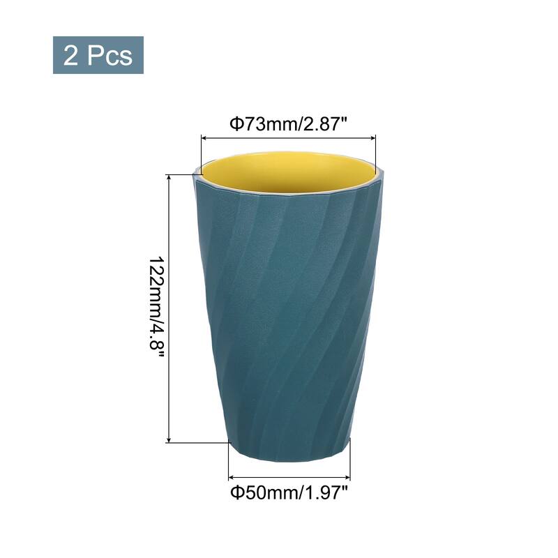 2Pcs Striped Drinking Cups Unbreakable Bathroom Cup Toothbrush Holder - Dark Blue