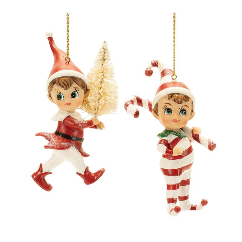 Santa's Jolly Elf Christmas Ornaments - 4.25" - 12ct