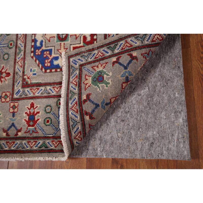Geometric Kazak Runner Rug Handmade Hallway Wool Carpet - 2'7" x 12'10"