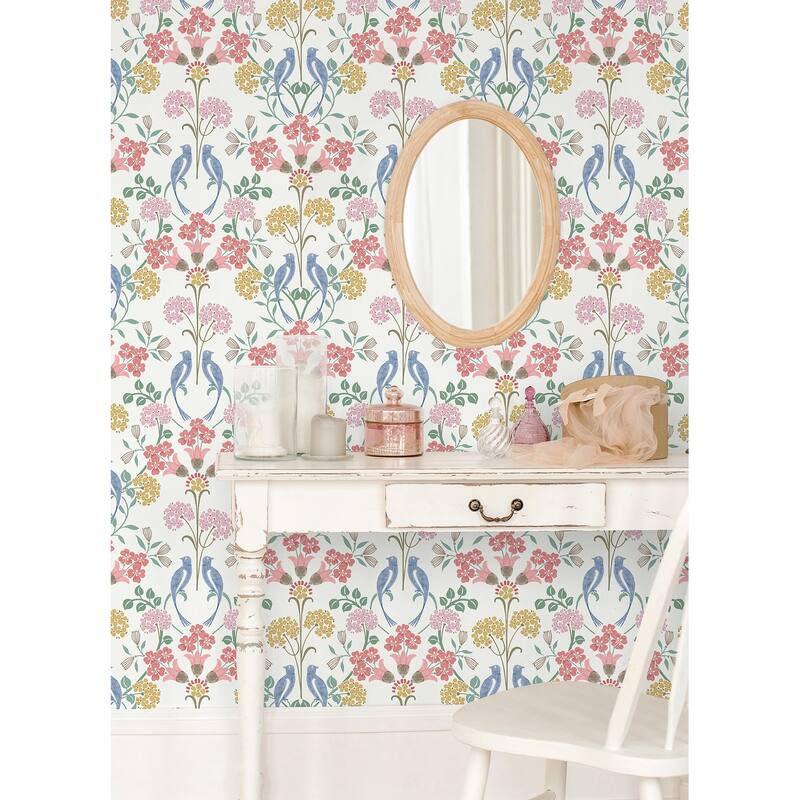 NuWallpaper Pink Meadow Song Peel and Stick Wallpaper