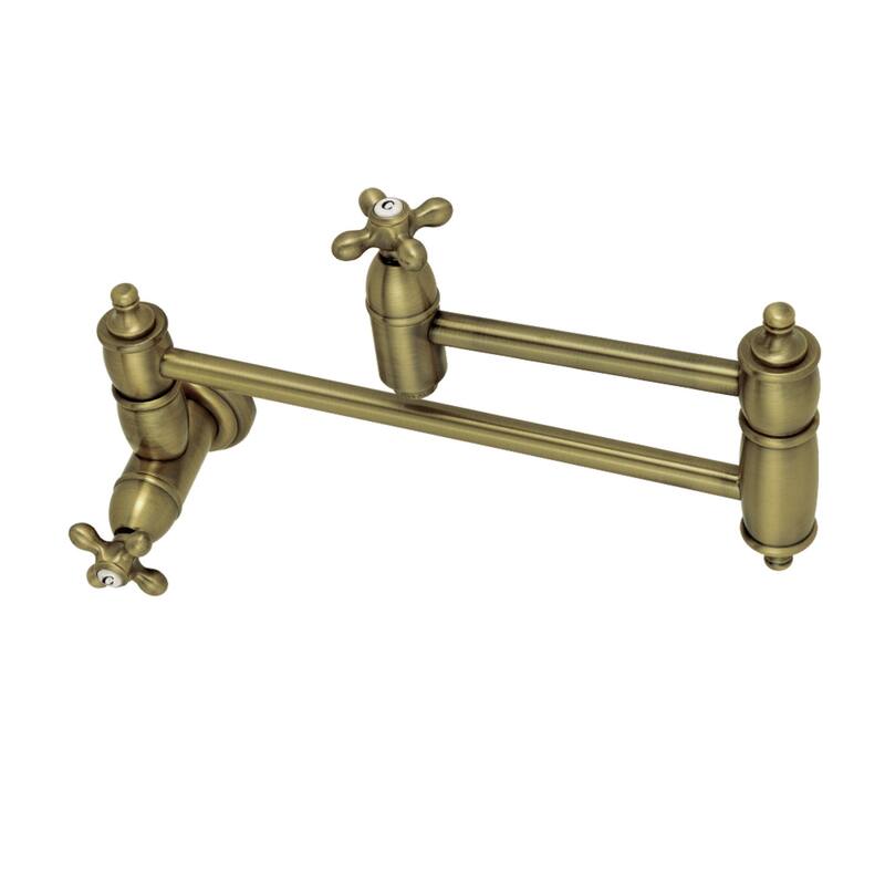 Restoration Wall Mount Pot Filler Kitchen Faucet - Antique Brass