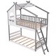 preview thumbnail 7 of 14, Twin over Twin Size Solid Wood Bunk Bed Wood Bed with Roof, Window, Ladder