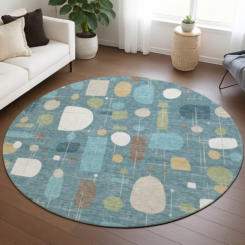 Machine Washable Indoor/ Outdoor Contemporary Fun Chantille Rug