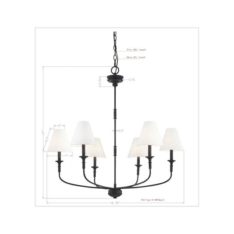 Barton 6-Light Chandelier, Black