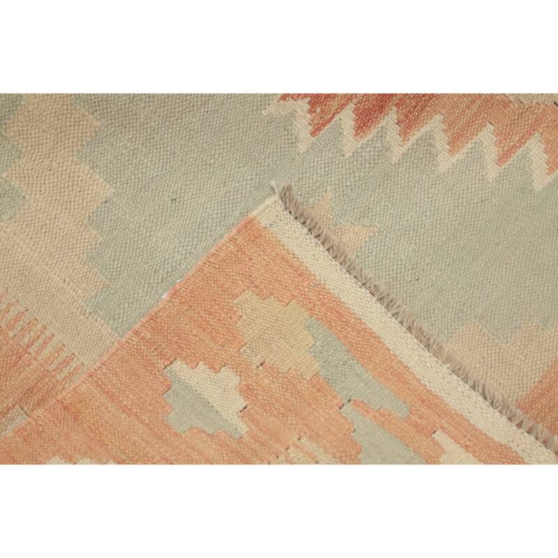 Hand Woven Oriental 100% Wool Carpet Southwestern Tribal Navy Blue & Blues Kilim Area Rug - 8' 0'' X 4' 9''