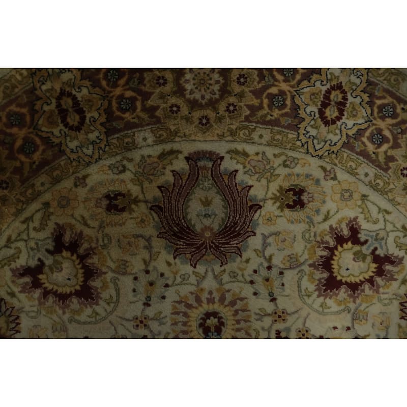 Hand Knotted Oriental 100% Wool Carpet Traditional Floral Beige & Ivories Ziegler Area Rug - 4' 1'' X 4' 1''