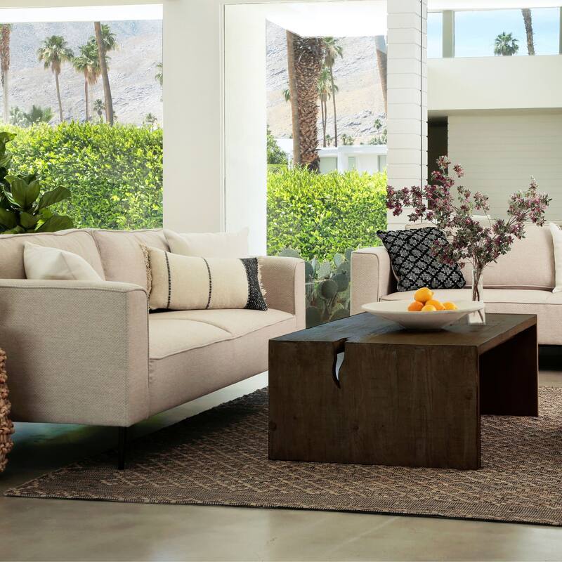 Evie Reclaimed Pine Waterfall Coffee Table, Espresso
