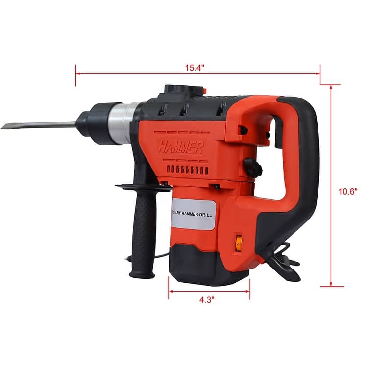 Rotary Hammer Drill 1100W 1-1/2" SDS Plus with Drill Bits & Case