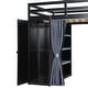 preview thumbnail 63 of 64, Wood Full Size Loft Bed with Blackout Curtains and RGB Lights, Gaming Loft Bed with Desk & Shelves