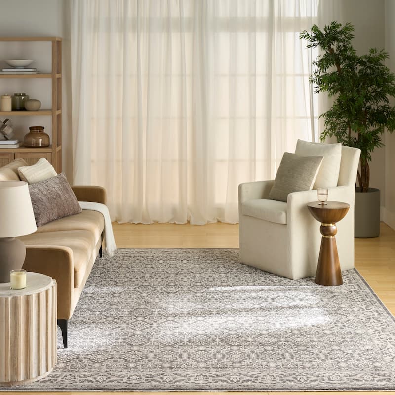 Nourison Shadows Indoor only Persian Vintage Area Rug - 7' 10" x 9' 10" - Charcoal/Ivory - Rectangle
