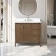 preview thumbnail 75 of 95, Vanity Art 36" Single Sink Bathroom Vanity Cabinet with Engineered Marble Countertop 36"/Brushed Nickel Handle - Linear Walnut