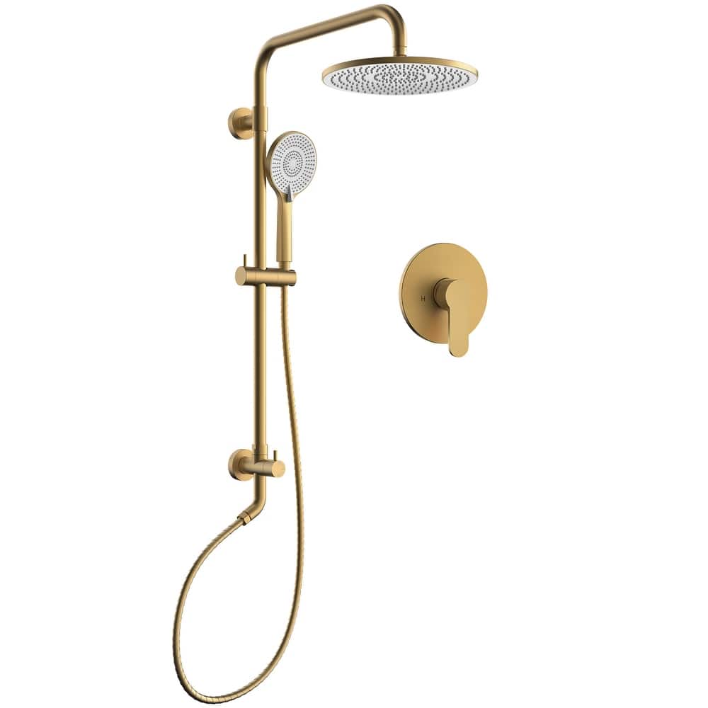 GRANDJOY 10" Round Rainfall Shower System Handheld Showerhead with Adjustable Bar