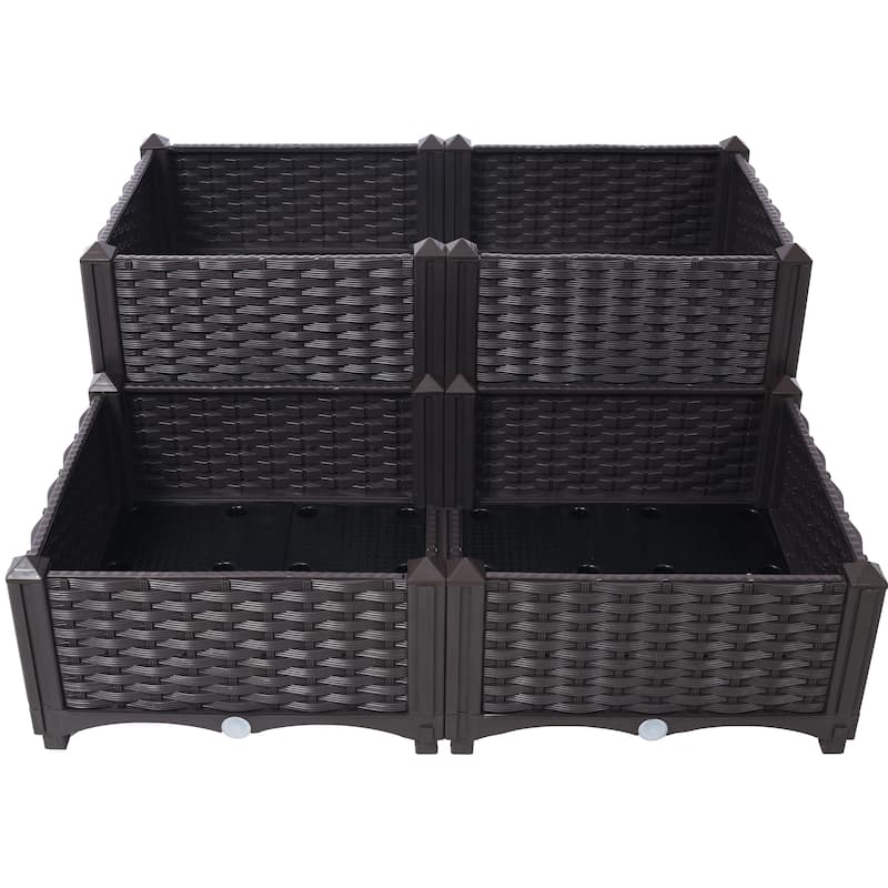 Modern Minimalist Garden Bed with Automatic Watering System 1 Drainage Hole Panel, for Vegetable Flower Herb Outdoor - 8' x 10'