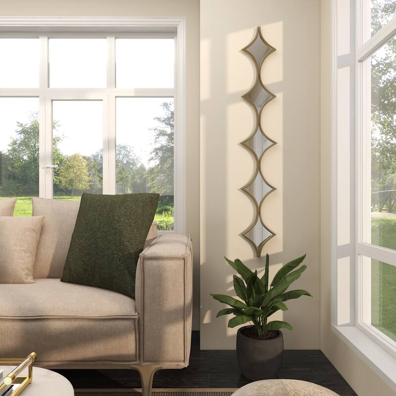 Metal Slim Stacked Chain 5 Layer Wall Mirror with Various Pattern and Foil Detailing - Silver, Gold, or Black